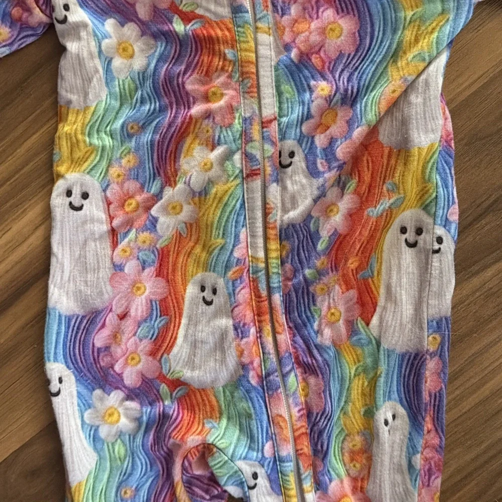 Velveteen Bunny Knots Bamboo Colorful Ghosts Footed Sleeper Pajamas VGC 0-3 Mon